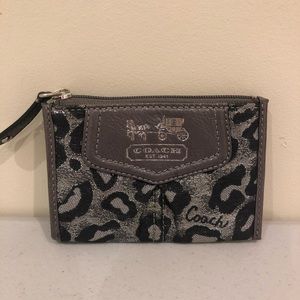 Coach Silver and Black Cheetah Coin Pouch